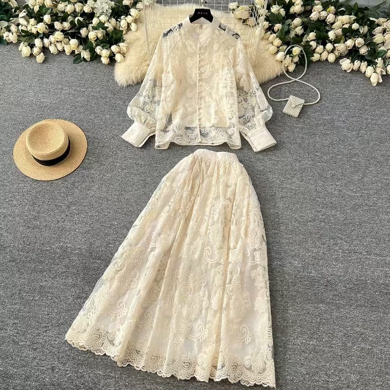 Midi Skirt Floral - Elegant 2 Piece Long Dress Women