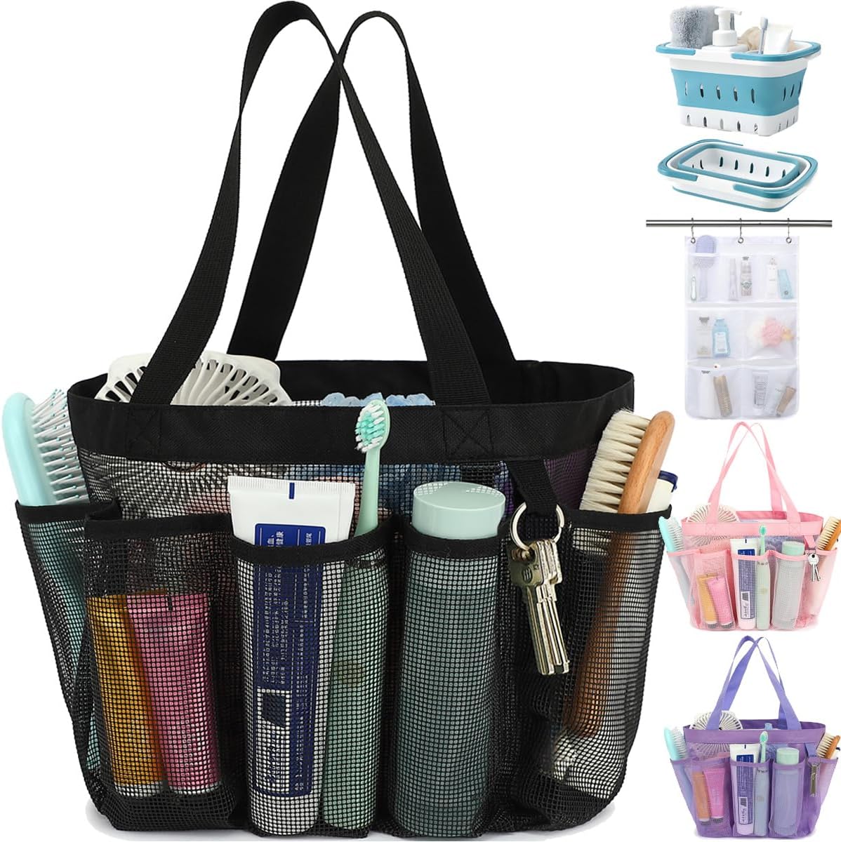 Tote Bag Beach - Portable Mesh Shower Caddy with 8