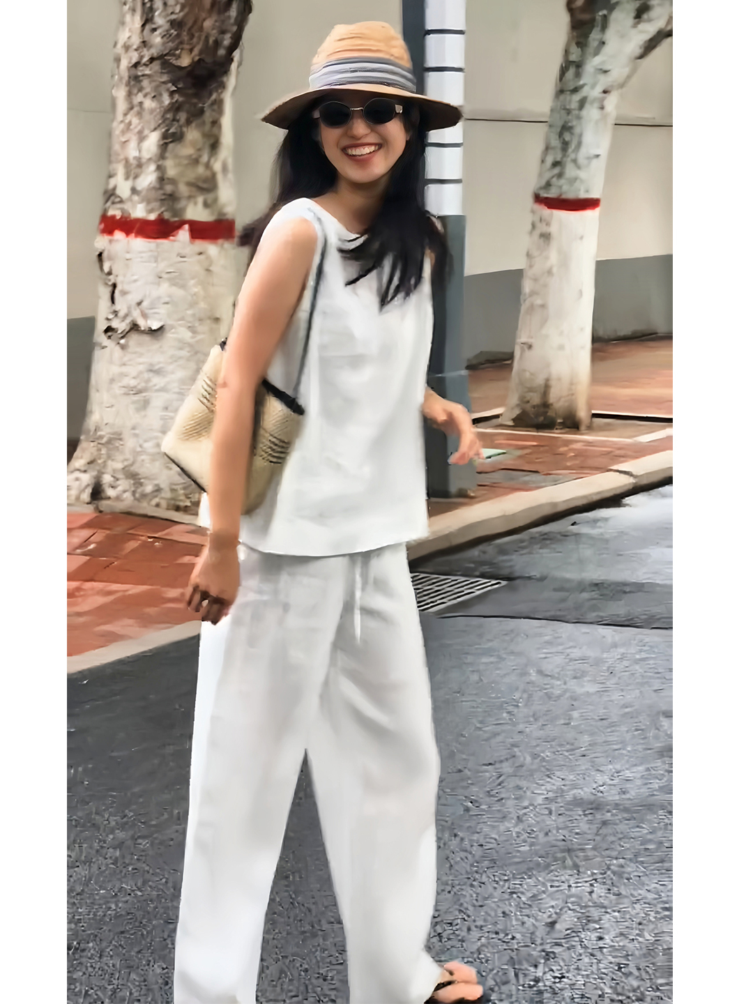 Linen Pant Wide - Fashionable White Cotton Linen Loose Summer