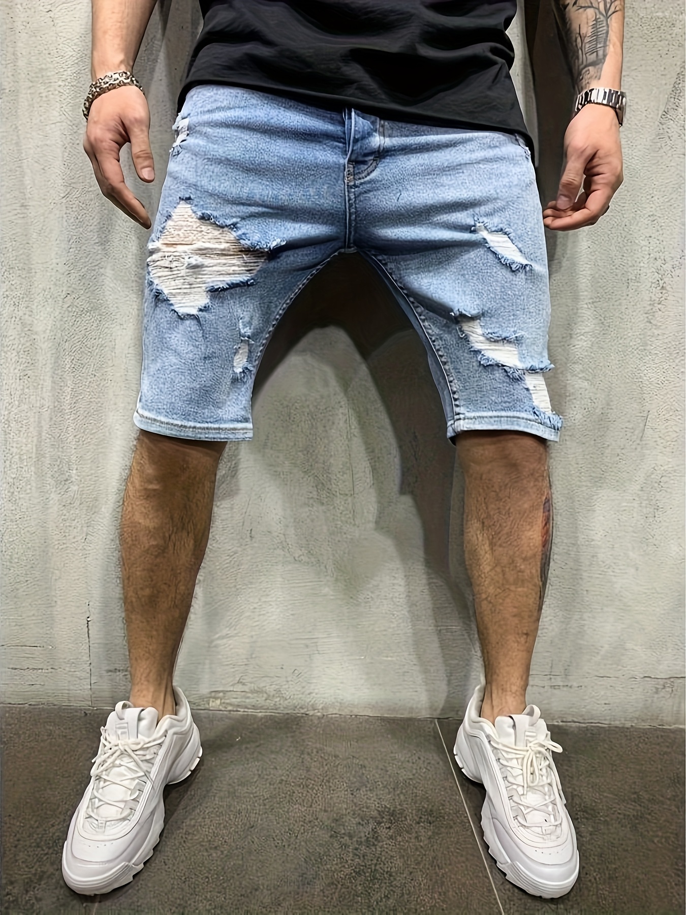 Shorts Denim Frayed - Men's Summer Breathable Ripped Denim Shorts,