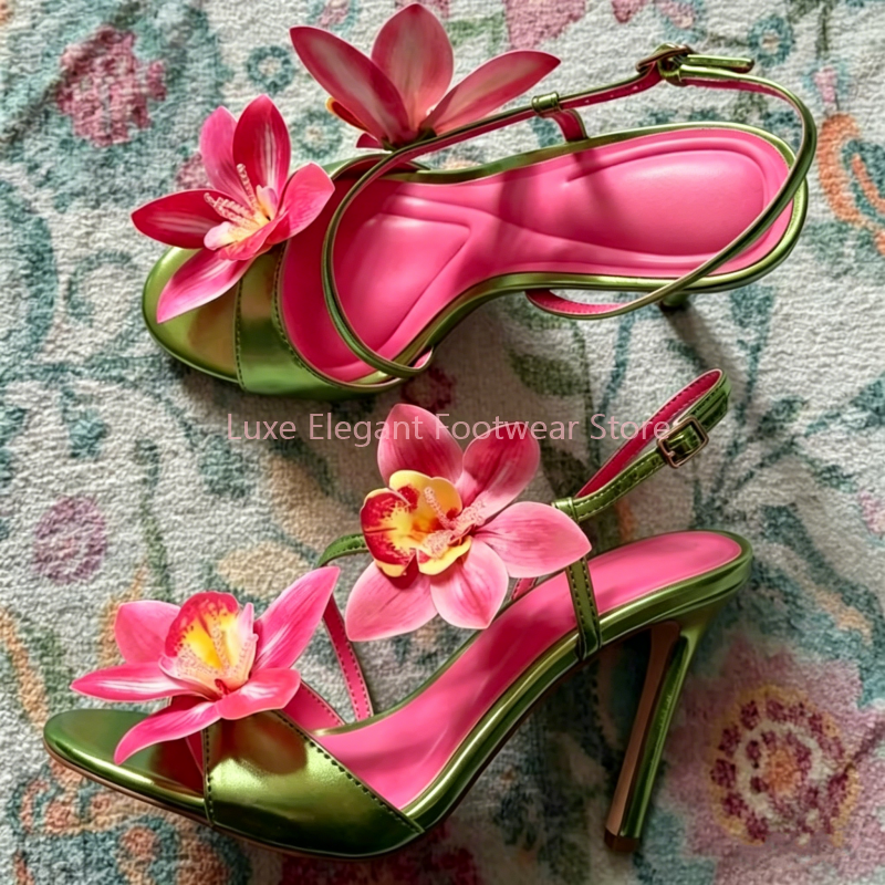 Red Flower Decor Back Strap Ho – обзор и цена Sandal Strappy Heeled