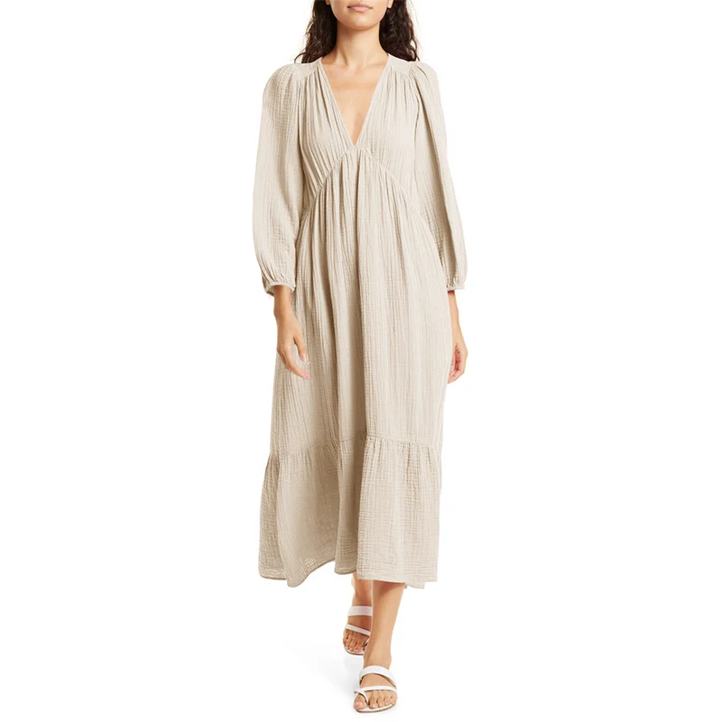 Muslin 100% Cotton Long Sleeve – обзор и цена Linen Dress Wrap