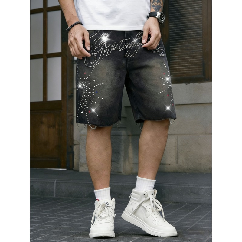 American Streetwear Men's Non- – обзор и цена Shorts Denim Frayed