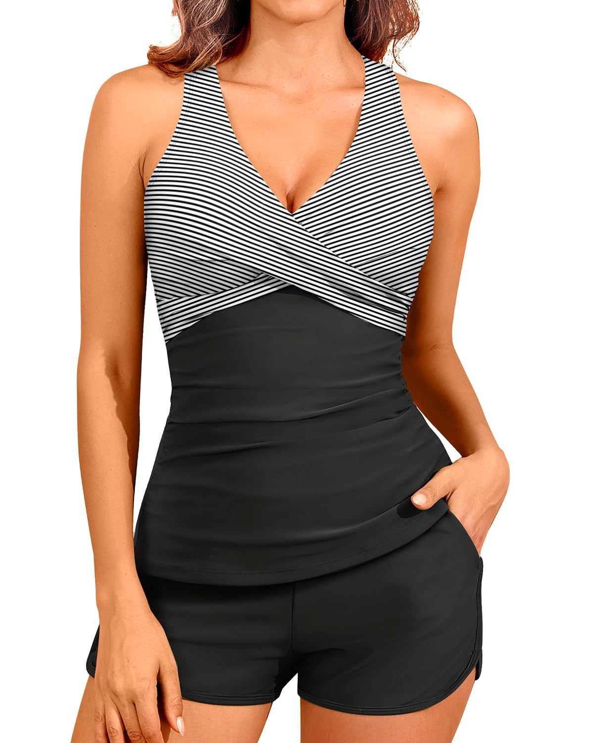 Woman Tankini With Shorts Slee – обзор и цена Swimsuit Bikini Ruched