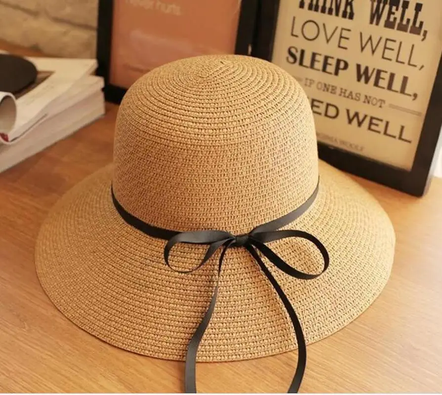 Wide Brim Bowknot Ribbon Straw – обзор и цена Hat Floppy Wide