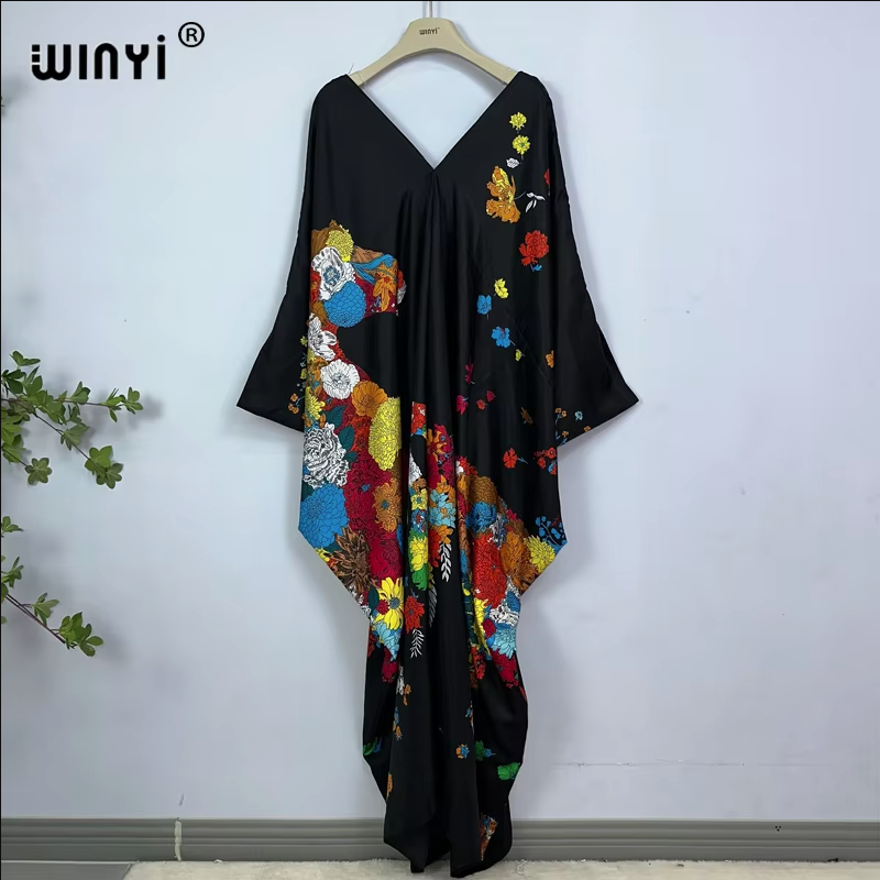 WINYI print summer maxi dress  – обзор и цена Cover Up Kaftan
