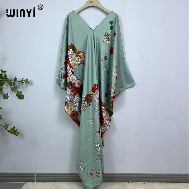 WINYI print summer maxi dress  – обзор и цена Cover Up Kaftan