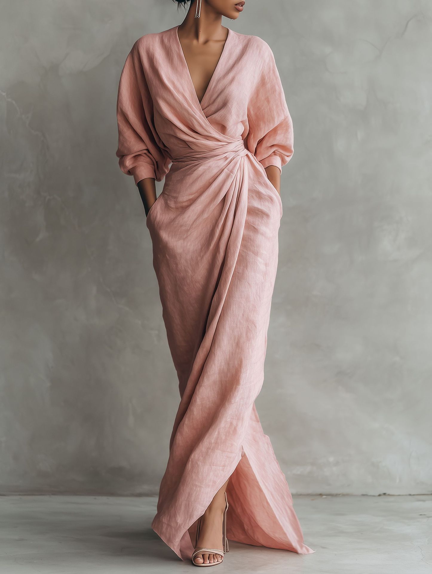 Women Linen Blend Wrap Maxi Dr – обзор и цена Linen Dress Wrap