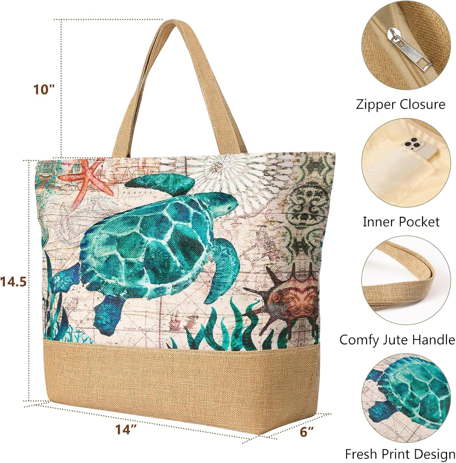 Large Beach Bag for Women with – обзор и цена Tote Bag Beach