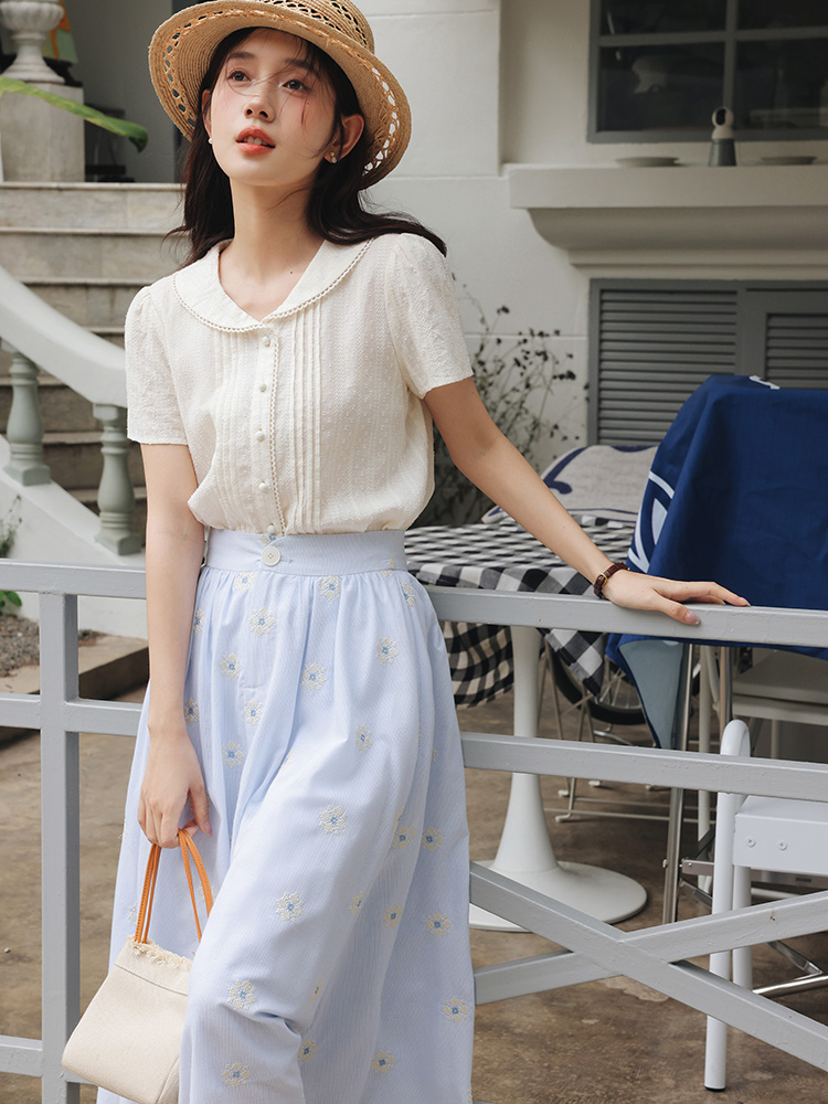 Vintage White Shirt Floral Emb – обзор и цена Midi Skirt Floral