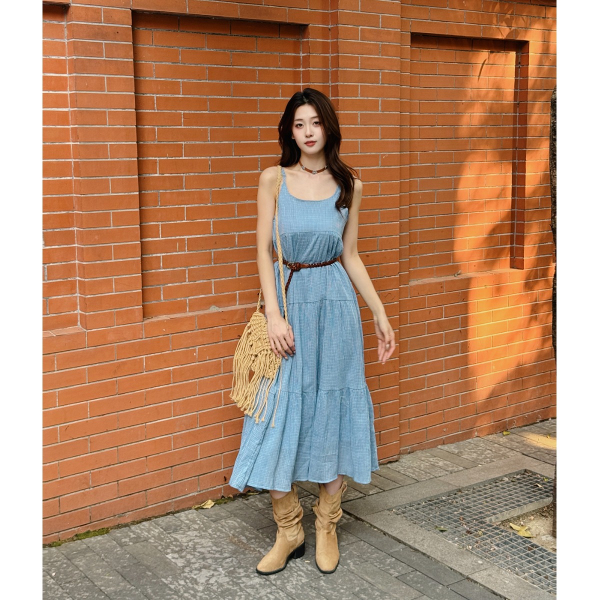 Elegant Blue Plaid Cotton Line – обзор и цена Linen Dress Wrap