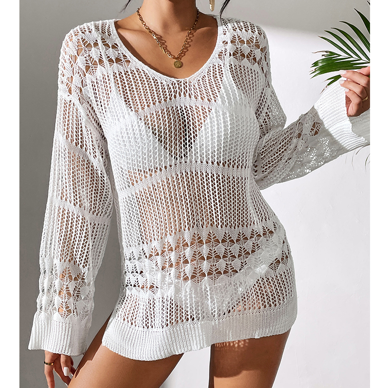 Solid Hollow Out Crew Neck Dre – обзор и цена Cover Up Kaftan