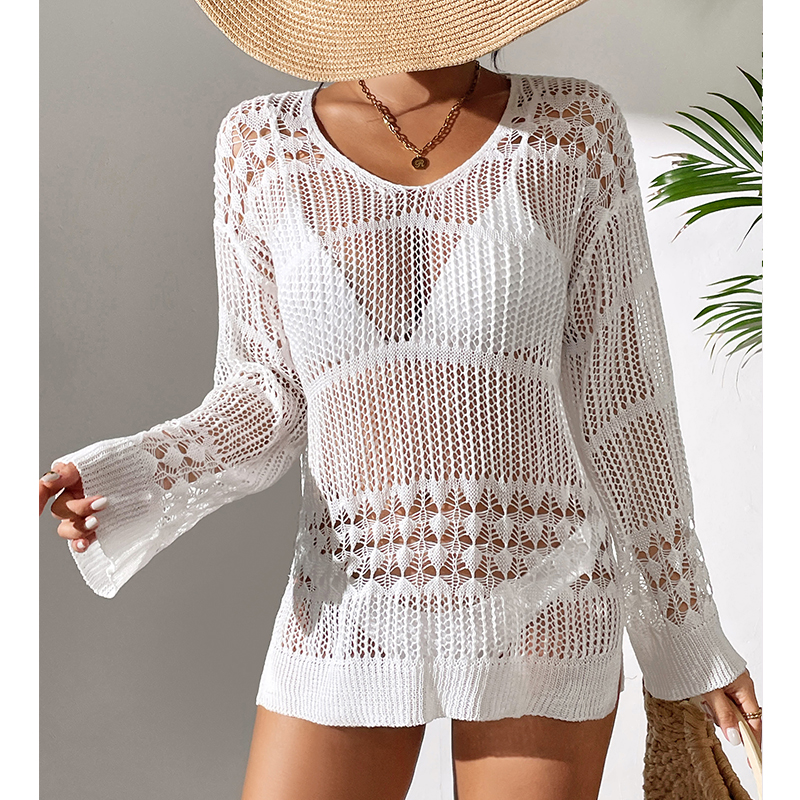 Solid Hollow Out Crew Neck Dre – обзор и цена Cover Up Kaftan