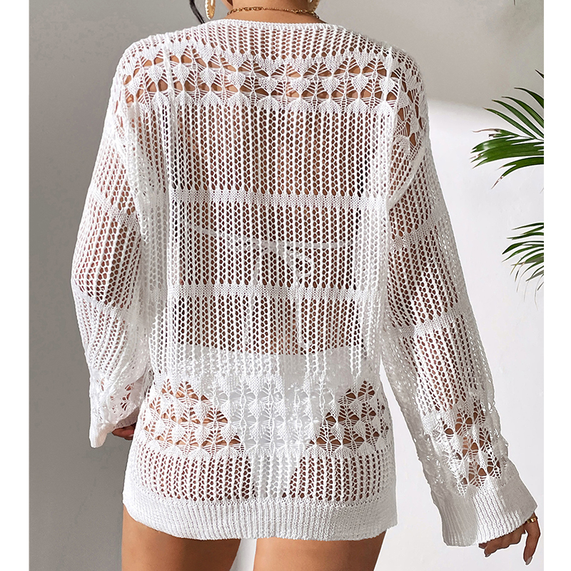 Solid Hollow Out Crew Neck Dre – обзор и цена Cover Up Kaftan