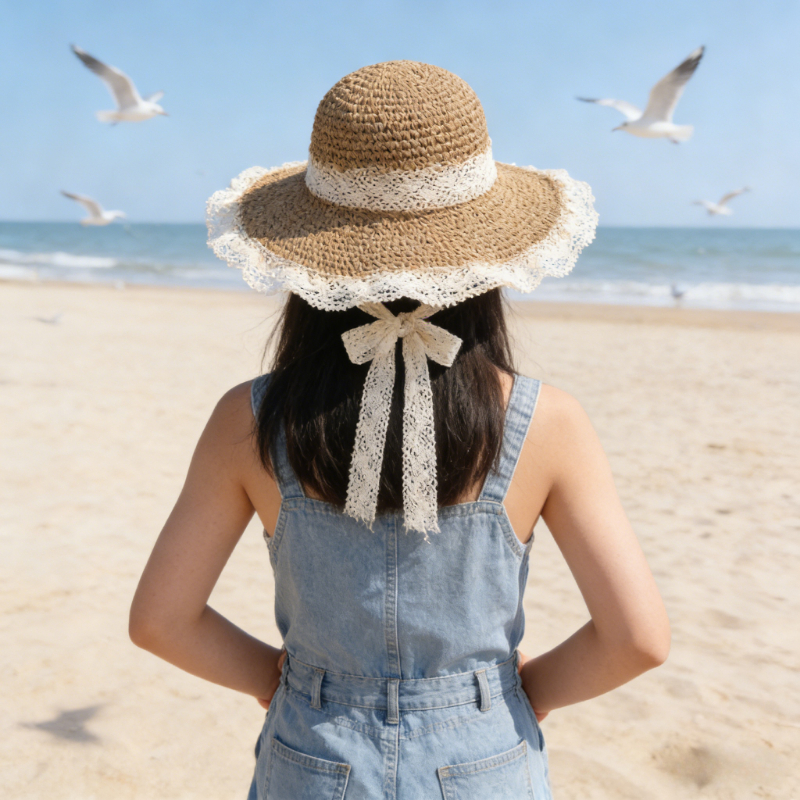 Women’s Lace Trim Crochet Stra – обзор и цена Hat Floppy Wide