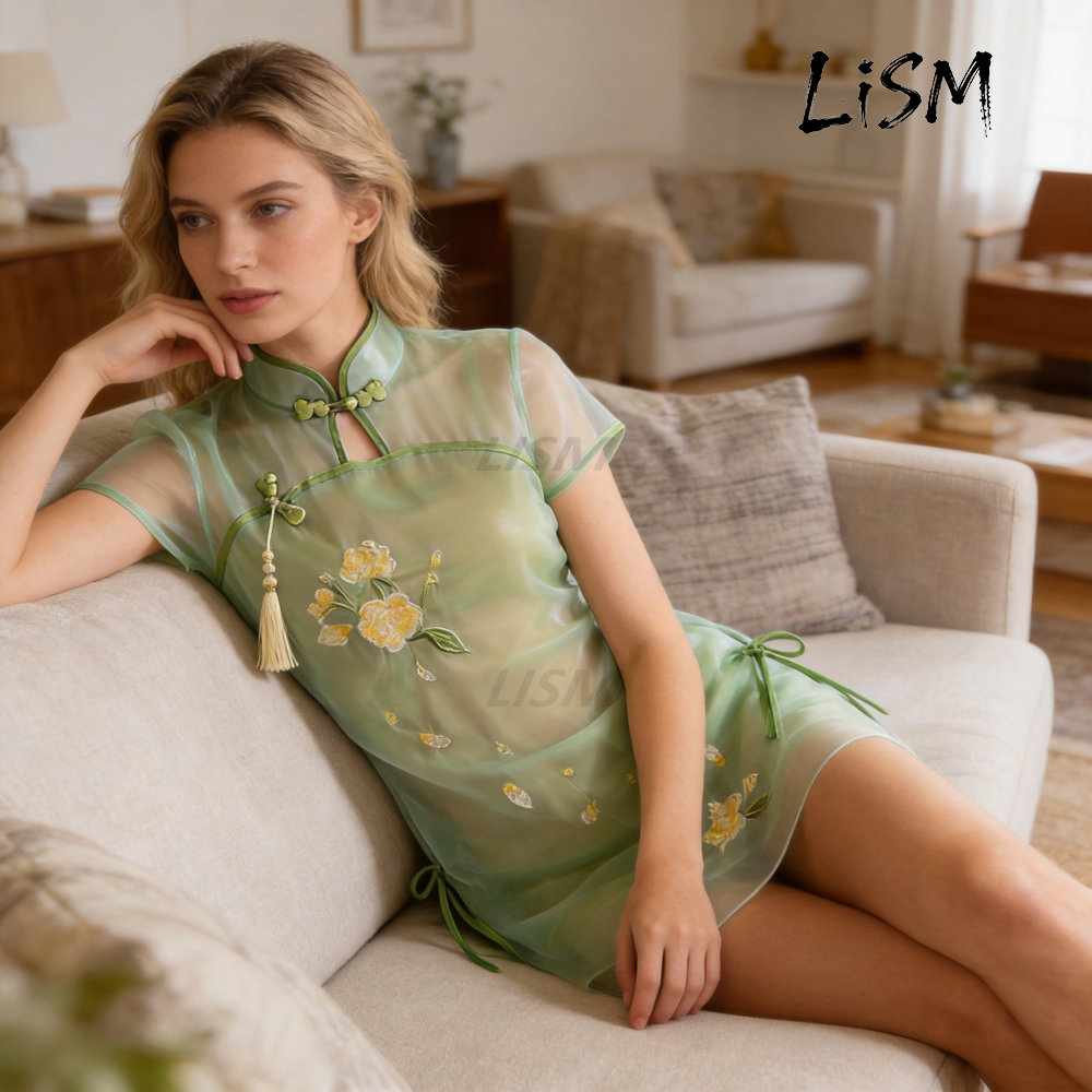 LiSM Women's Cheongsam Pajamas – обзор и цена Kimono Sheer Floral