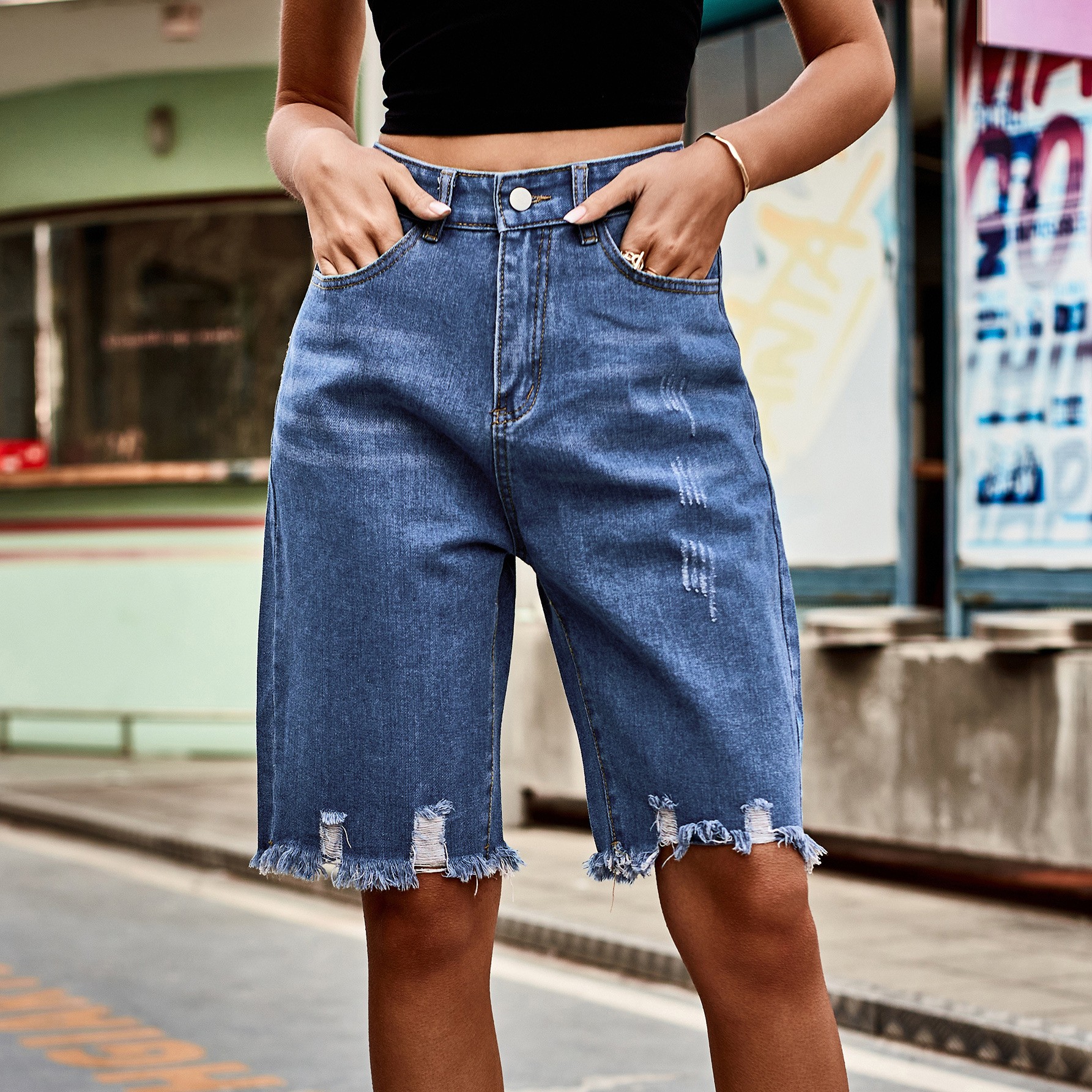 Summer Women's Clothing Distre – обзор и цена Shorts Denim Frayed