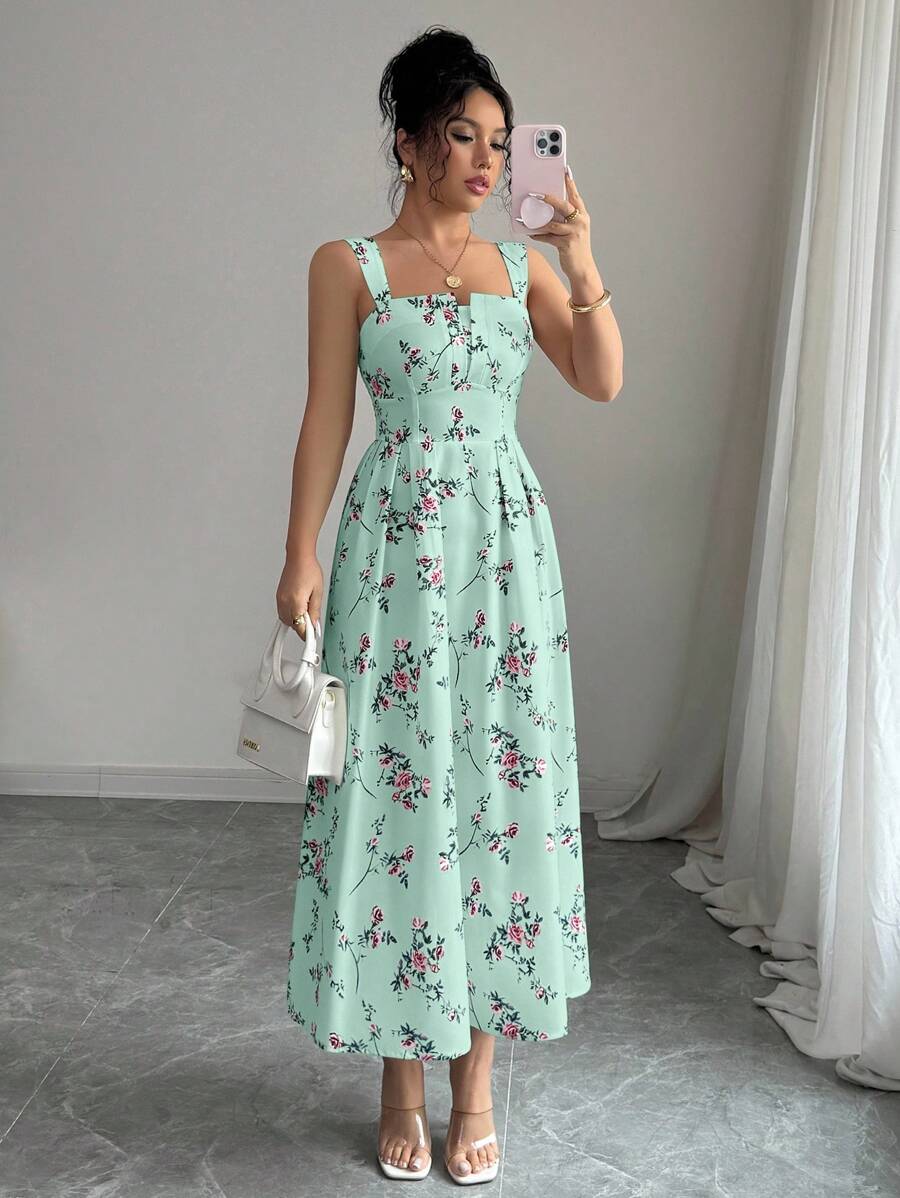 Mint Green Floral Midi Dress W – обзор и цена Midi Skirt Floral