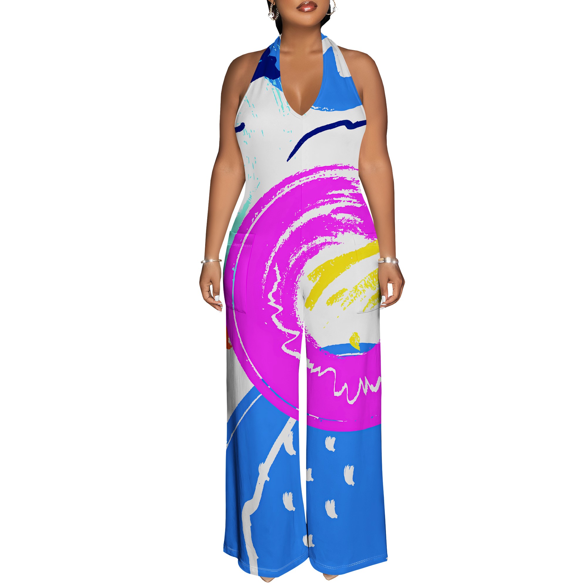 Bold Abstract Brushstroke Halt – обзор и цена Maxi Dress Halter