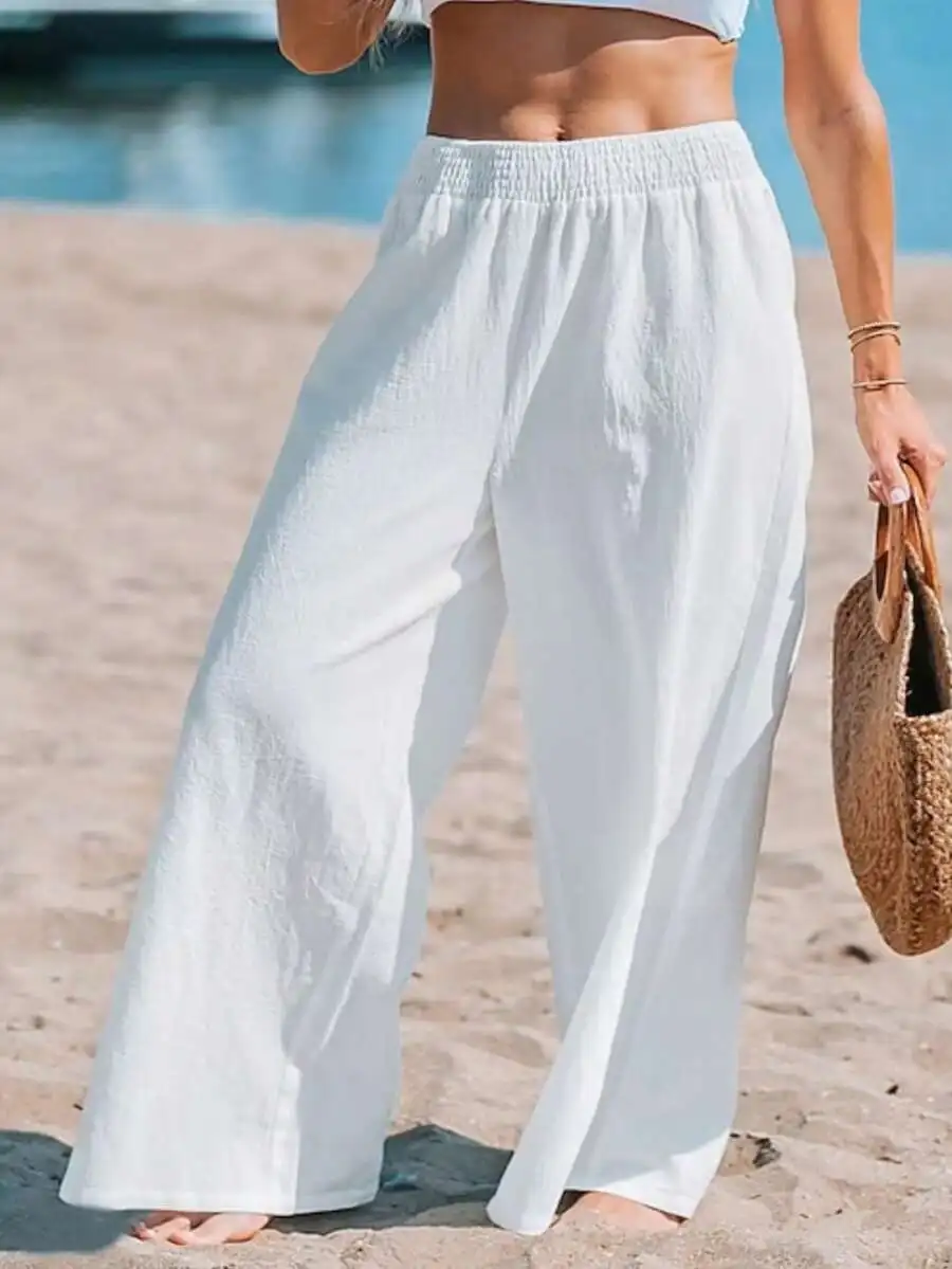 Women High Waist Loose Wide Le – обзор и цена Linen Pant Wide