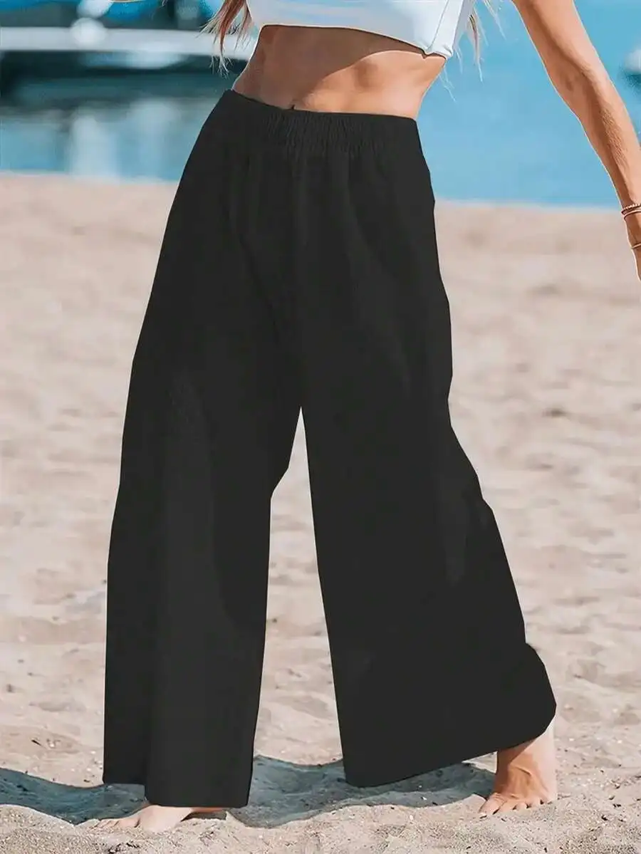 Women High Waist Loose Wide Le – обзор и цена Linen Pant Wide