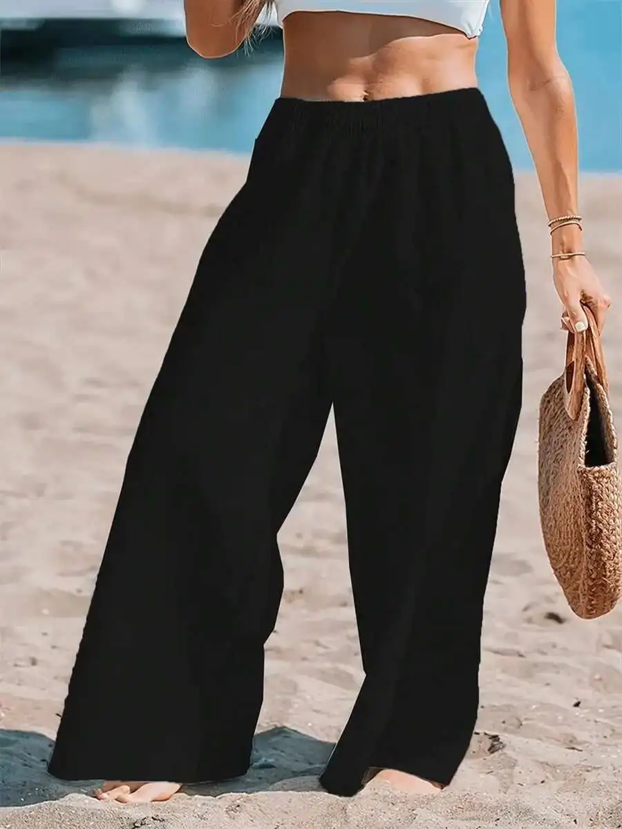 Women High Waist Loose Wide Le – обзор и цена Linen Pant Wide