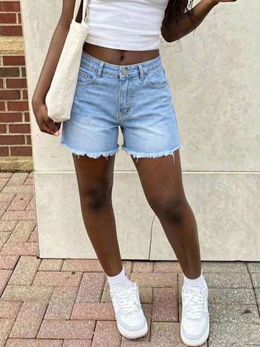 Womens High Waist Light Wash D – обзор и цена Shorts Denim Frayed