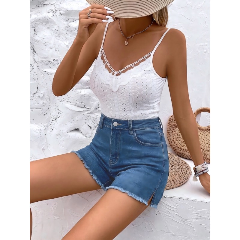 Women's High Waist Denim Short – обзор и цена Shorts Denim Frayed