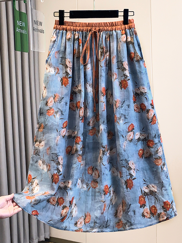 Fashionable Artistic Large Siz – обзор и цена Midi Skirt Floral