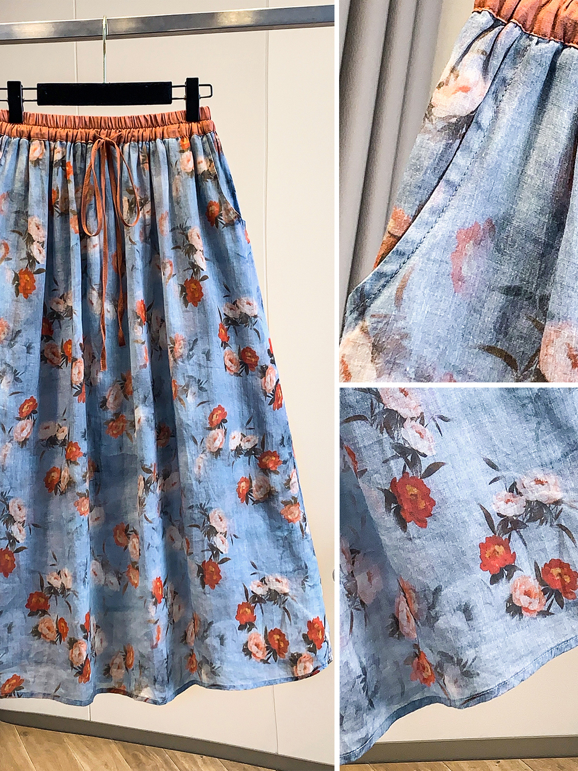 Fashionable Artistic Large Siz – обзор и цена Midi Skirt Floral