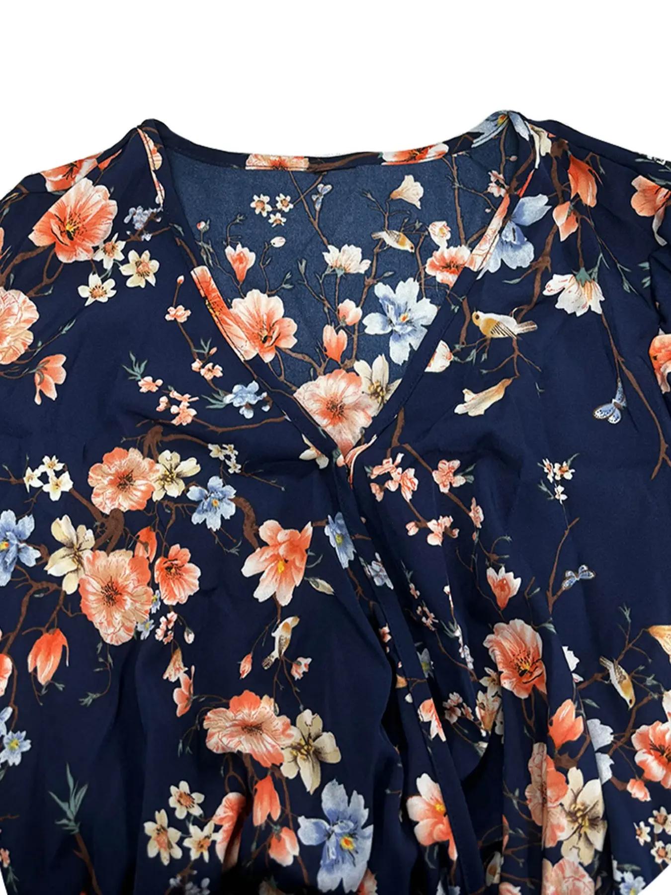 【Plus Size】 Floral Print Tie S – обзор и цена Romper Floral Print