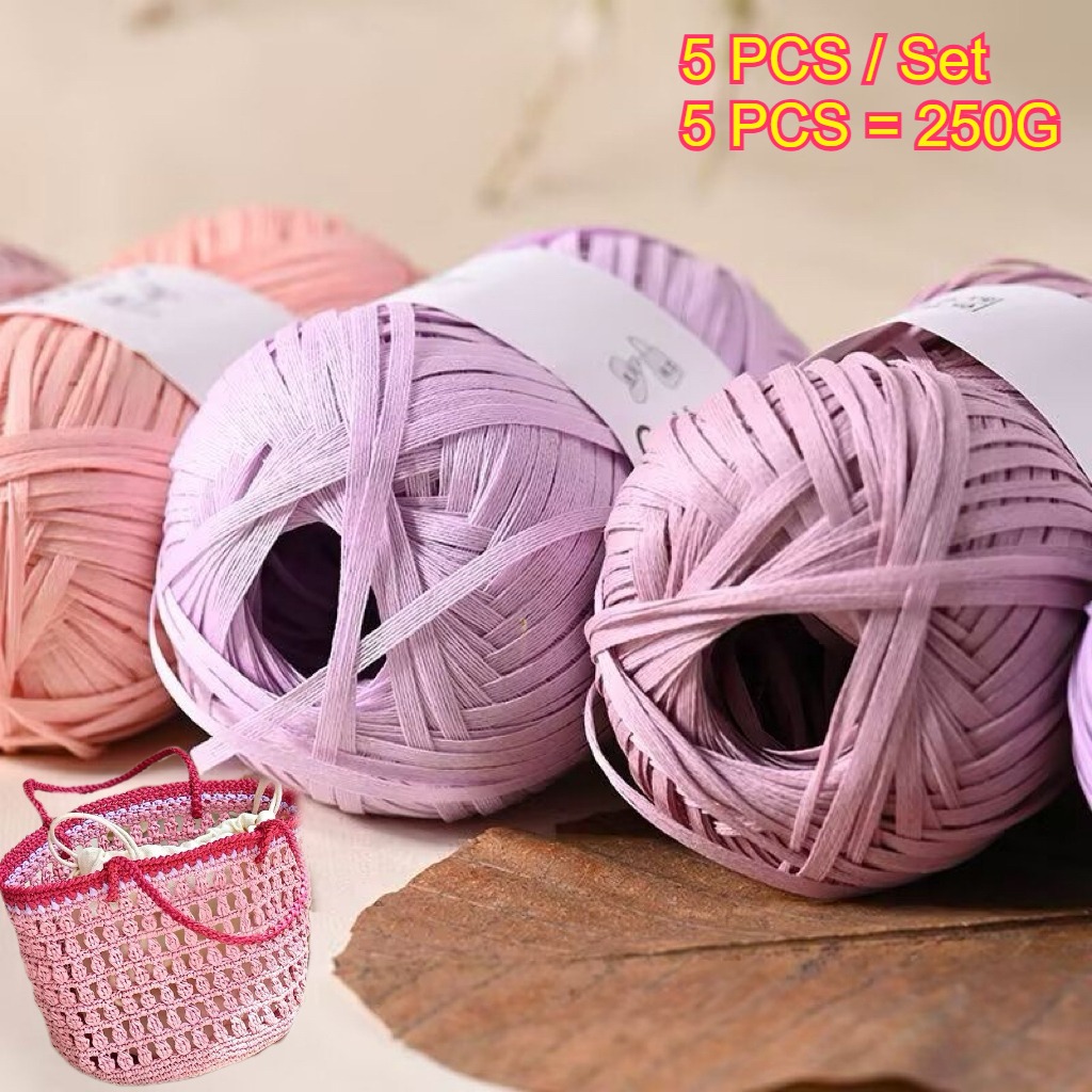 5PCS 250g Raffia Paper Rope Kn – обзор и цена Crochet Bag Raffia