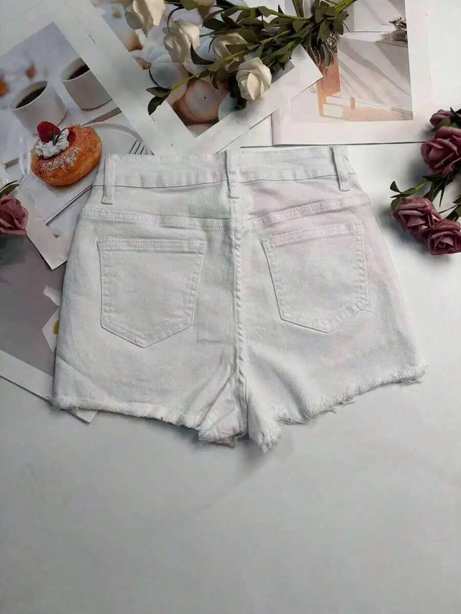 Womens White Distressed Denim  – обзор и цена Shorts Denim Frayed