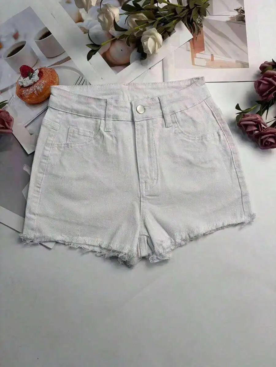 Womens White Distressed Denim  – обзор и цена Shorts Denim Frayed