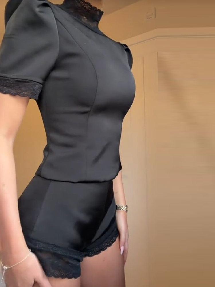 New Satin Lace Edge Top Short  – обзор и цена Blouse Off Shoulder